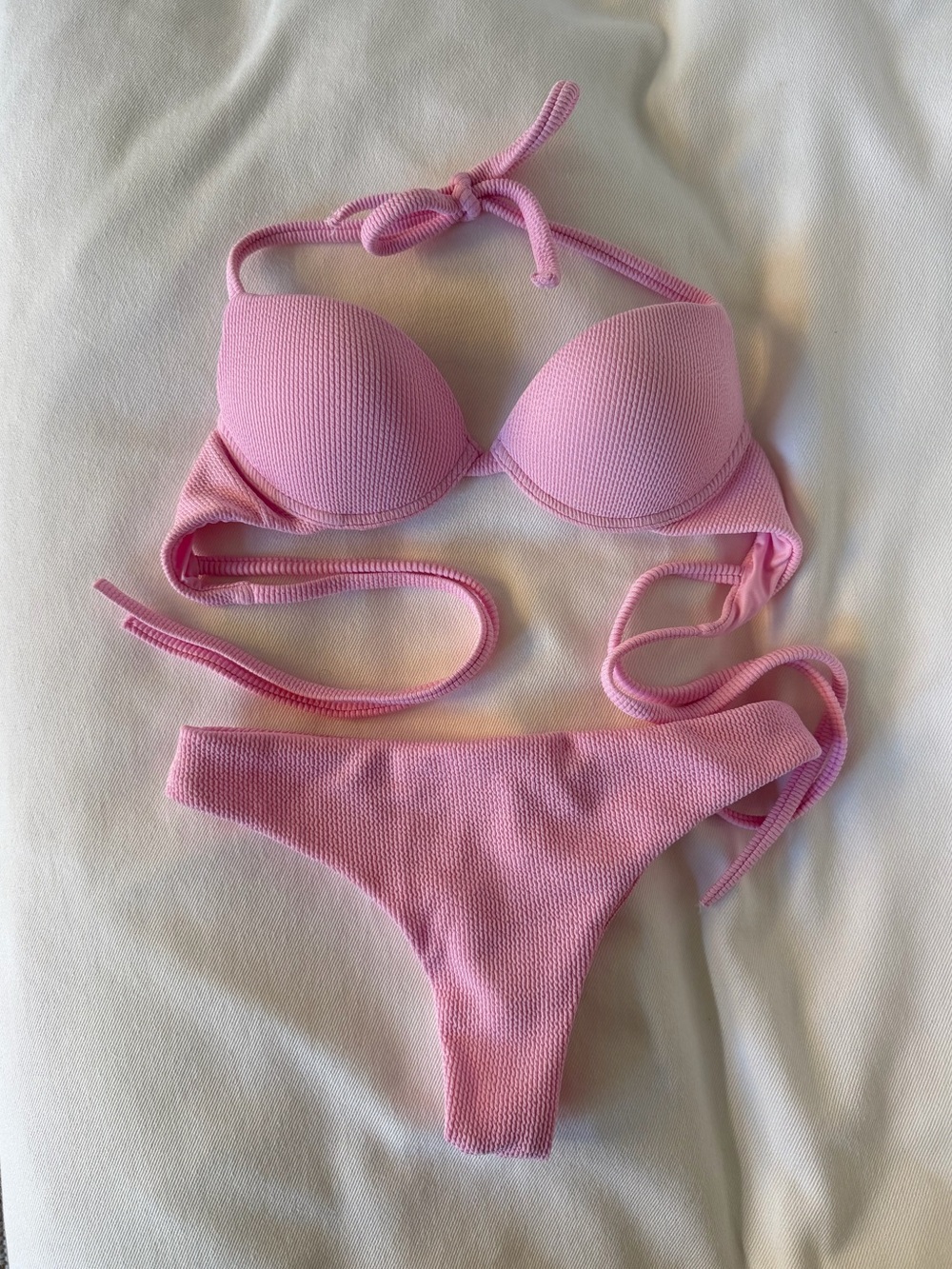 Tezenis Textured Pink Push-Up Bikini Set